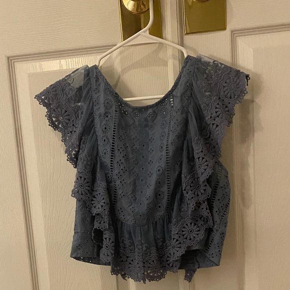 Free People Tops - 🤩 free people Blue lace crop top🤩
